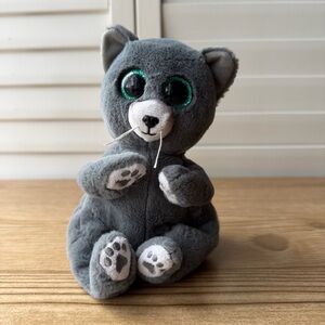 Ty Beanie Baby Bellies Binx Grey Kitten Cat 6” Plush Stuffed Animal Glitter Eyes